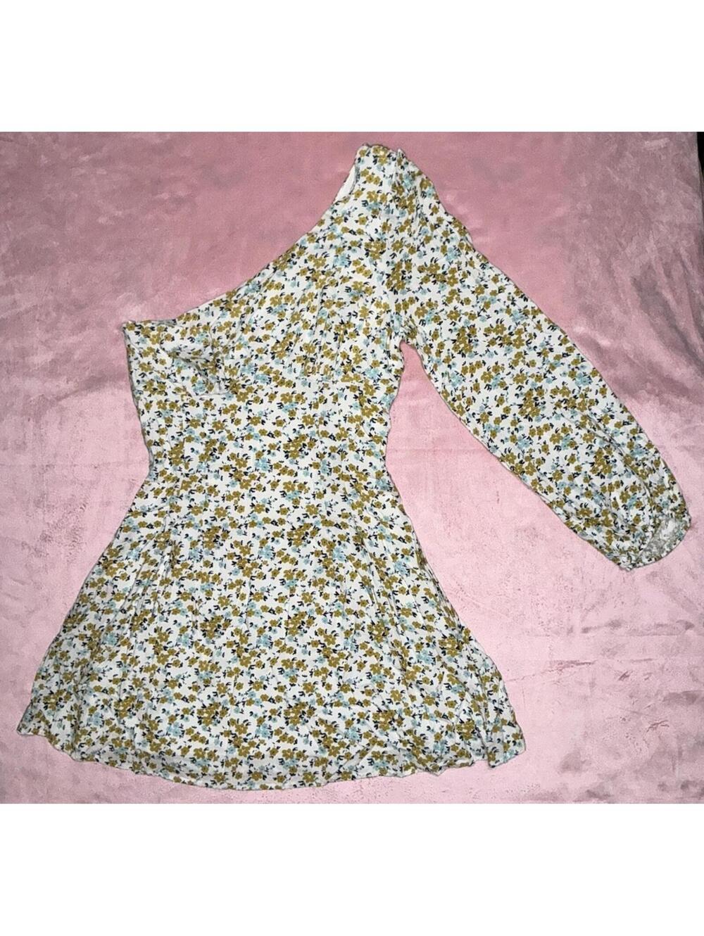 Free People Dress Sz 8 Women Floral One Shoulder Made In USA READ